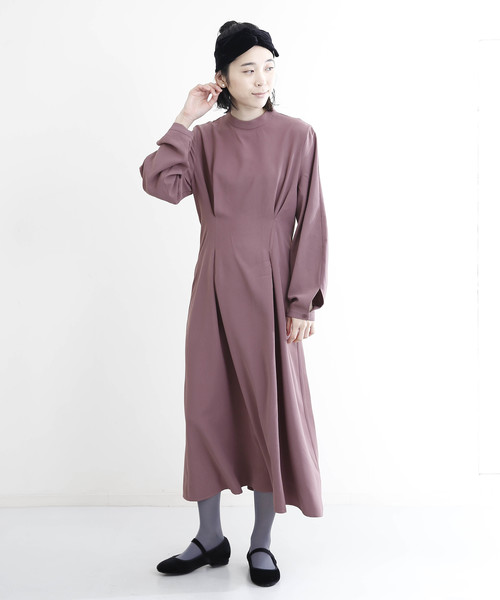 merlot plus(メルロープリュス)の「バンドカラータックワンピース1139(ワンピース・レディース・ブラック/ピンク/ワイン・FREE)」の14枚目の写真