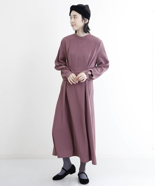 merlot plus(メルロープリュス)の「バンドカラータックワンピース1139(ワンピース・レディース・ブラック/ピンク/ワイン・FREE)」の15枚目の写真