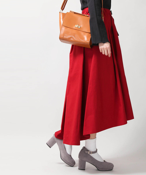 WEGO（ウィゴー）の「WEGO/ベルト付きチノロングイレヘムスカート（スカート・レディース・ベージュ/レッド/ブラック・FREE）」の3枚目の写真