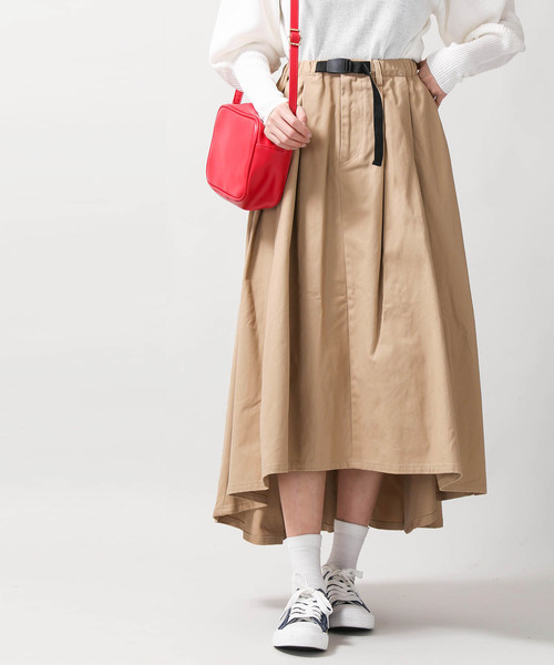WEGO（ウィゴー）の「WEGO/ベルト付きチノロングイレヘムスカート（スカート・レディース・ベージュ/レッド/ブラック・FREE）」の8枚目の写真
