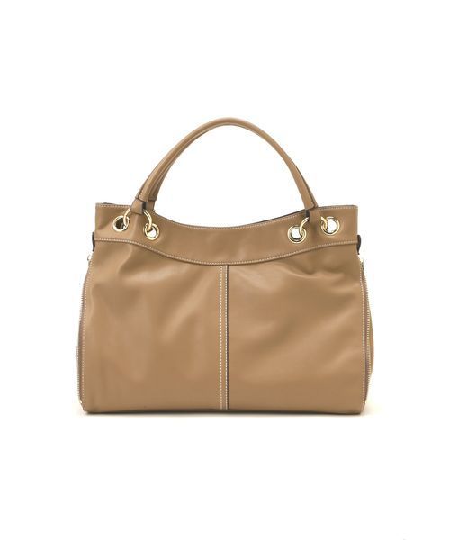 NATURAL BEAUTY BASIC（ナチュラルビューティーベーシック）の「サイドファスナーソフトショルダーバック（ショルダーバッグ・レディース・ホワイト/ベージュ/ネイビー・ﾌﾘ-）」の2枚目の写真