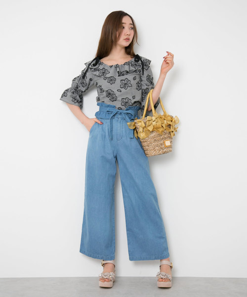 JILL by JILL STUART（ジルバイジルスチュアート）の「【CanCam 5月号掲載】【Ray 5月号掲載】リボンバスケット（トートバッグ・レディース・ネイビー/イエロー/ピンク・ﾌﾘ-）」の5枚目の写真