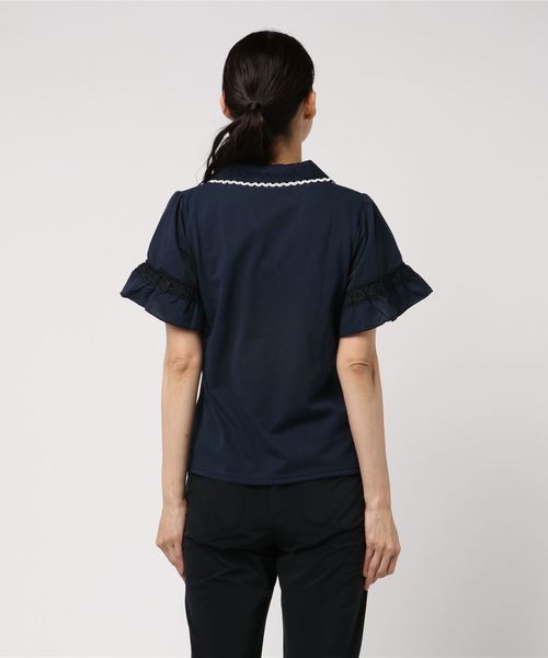 axes femme（アクシーズファム）の「ネコ刺繍ポロシャツ（Tシャツ/カットソー・レディース・キナリ/ピンク/ネイビー・MEDIUM）」の7枚目の写真