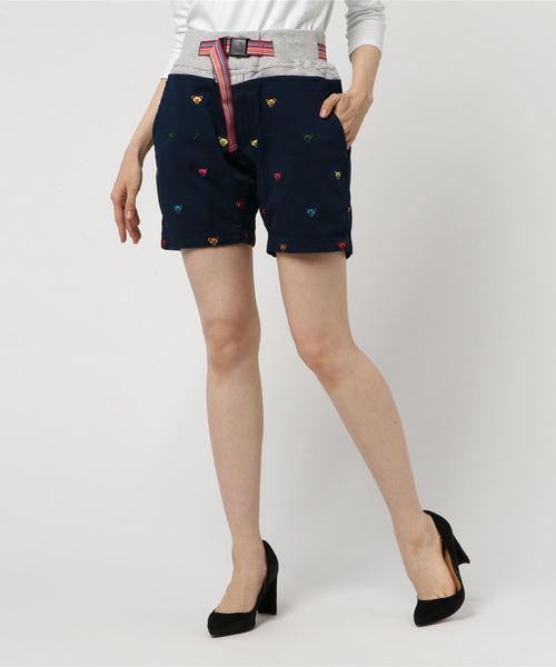go slow caravan(ゴースローキャラバン)の「ストレッチチノデッドベア総刺繍イージーショーツ W(その他パンツ・レディース・ネイビー/ブラウン・FREE)」の2枚目の写真