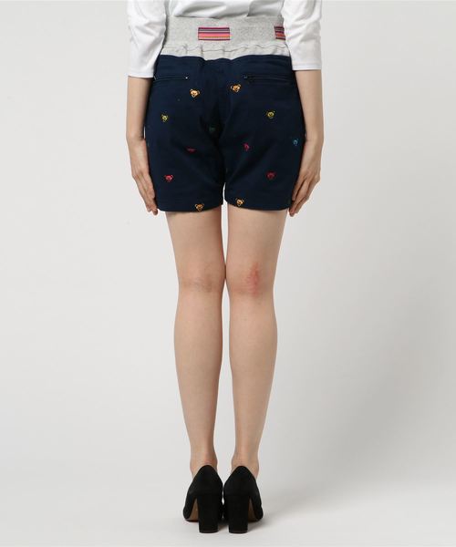 go slow caravan(ゴースローキャラバン)の「ストレッチチノデッドベア総刺繍イージーショーツ W(その他パンツ・レディース・ネイビー/ブラウン・FREE)」の4枚目の写真