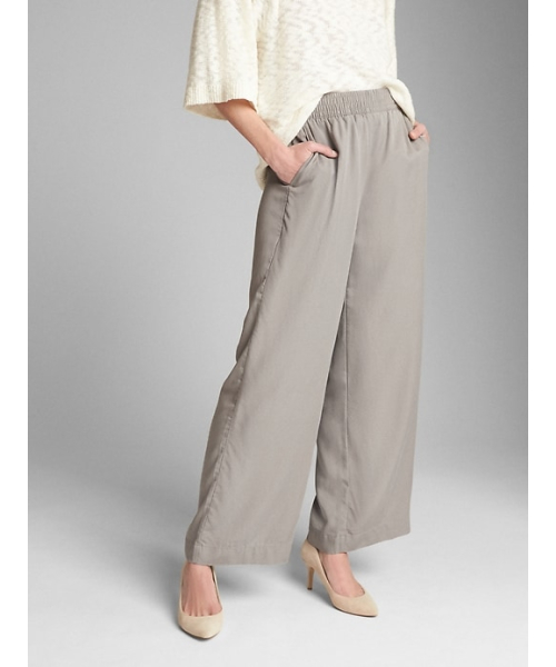 GAP（ギャップ）の「Gap スモックウエスト ワイドレッグパンツ<TENCEL(TM)>（その他パンツ・レディース・ネイビー/ヘザーグレー・M/S/XS/XXS/L）」の2枚目の写真