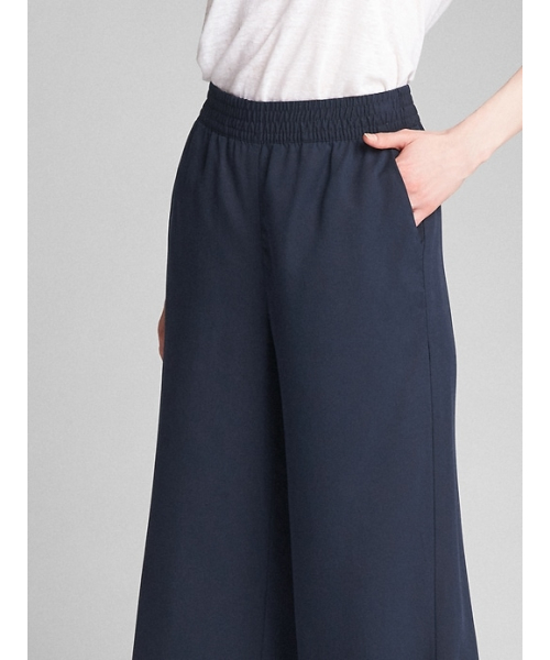 GAP（ギャップ）の「Gap スモックウエスト ワイドレッグパンツ<TENCEL(TM)>（その他パンツ・レディース・ネイビー/ヘザーグレー・M/S/XS/XXS/L）」の5枚目の写真