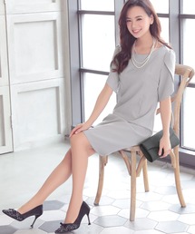 Retica mew（レティカミュウ）の「パーティードレス ペタルスリーブ ひざ丈 タイト ワンピース 結婚式 低身長 20代 30代 大きいサイズ お呼ばれ（ドレス）」