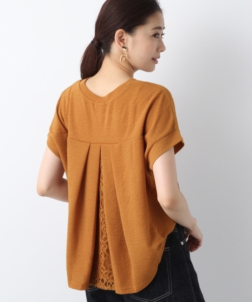 LEPSIM（レプシィム）の「バックスリットレースプルオーバーSS　802654（Tシャツ/カットソー・レディース・ネイビー/オフホワイト/グレイッシュベージュ/オレンジ・FREE）」の4枚目の写真