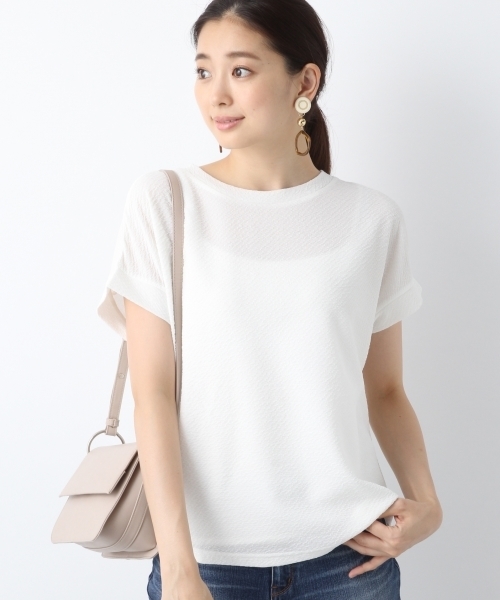 LEPSIM（レプシィム）の「バックスリットレースプルオーバーSS　802654（Tシャツ/カットソー・レディース・ネイビー/オフホワイト/グレイッシュベージュ/オレンジ・FREE）」の6枚目の写真