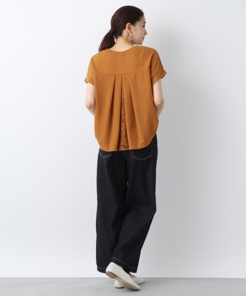 LEPSIM（レプシィム）の「バックスリットレースプルオーバーSS　802654（Tシャツ/カットソー・レディース・ネイビー/オフホワイト/グレイッシュベージュ/オレンジ・FREE）」の14枚目の写真