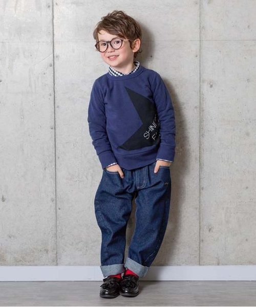 BREEZE（ブリーズ）の「ネット限定 スターロゴトレーナー_裏起毛（スウェット・キッズ・ネイビー/オレンジ/ミント・90/100/110/120/80/130/95/140）」の4枚目の写真