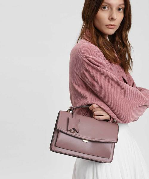 CHARLES & KEITH(チャールズ & キース)の「クラシックサチャルバッグ / CLASSIC SATCHEL BAG(ショルダーバッグ・レディース・ブラック/マルーン/ブルー系その他4・M)」の9枚目の写真