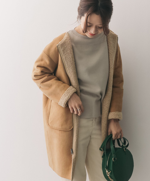 URBAN RESEARCH DOORS(アーバンリサーチドアーズ)の「リバーシブルフェイクムートンコート(ムートンコート)」|ベージュ