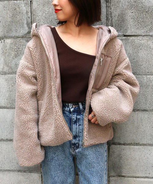 VENCEEXCHANGE(ヴァンスエクスチェンジ)の「【2019AW】リバーシブルボアブルゾン(ブルゾン・レディース・ブラック/オフホワイト/ピンク/その他/ライトブラウン/ベージュ/パープル・MEDIUM/LARGE)」の19枚目の写真