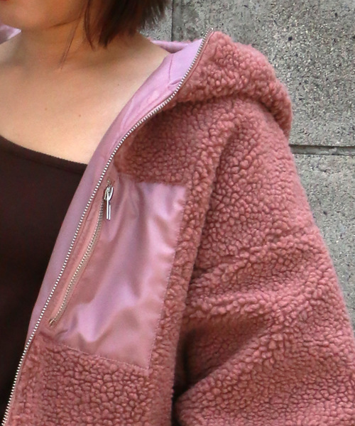 VENCEEXCHANGE(ヴァンスエクスチェンジ)の「【2019AW】リバーシブルボアブルゾン(ブルゾン・レディース・ブラック/オフホワイト/ピンク/その他/ライトブラウン/ベージュ/パープル・MEDIUM/LARGE)」の12枚目の写真