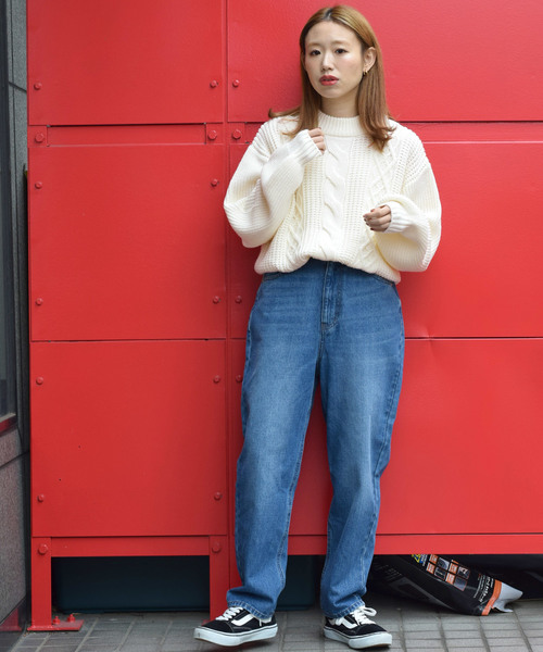 w closet（ダブルクローゼット）の「3Gケーブル編みロングプルオーバー（ニット/セーター・レディース・オフホワイト/ベージュ/キャメル・FREE）」の14枚目の写真