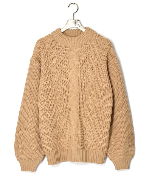 w closet（ダブルクローゼット）の「3Gケーブル編みロングプルオーバー（ニット/セーター・レディース・オフホワイト/ベージュ/キャメル・FREE）」の6枚目の写真