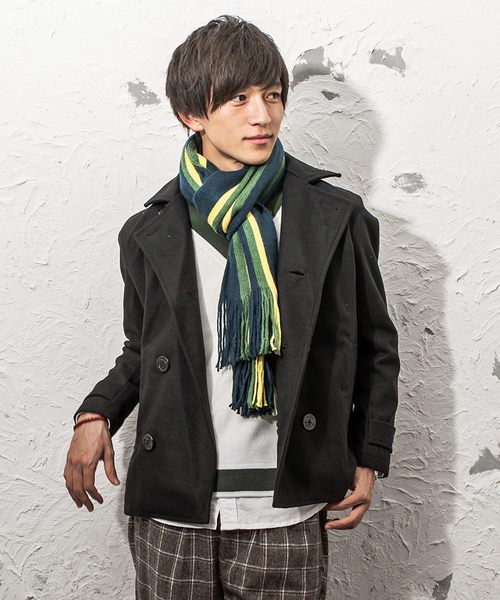 MinoriTY(マイノリティ)の「スクールマフラー ラッセル ライン(マフラー・メンズ・ホワイト/ブラック/ネイビー/グレー/グリーン・FREE)」の5枚目の写真