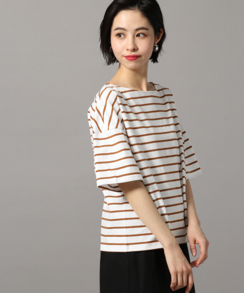 LOWRYS FARM（ローリーズファーム）の「ＵＳＡボーダーＳＳ　819792（Tシャツ/カットソー・レディース・ベージュ/ネイビー/ブラウン/レッド/グリーン/アイボリー・FREE）」の3枚目の写真