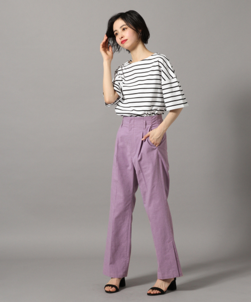 LOWRYS FARM（ローリーズファーム）の「ＵＳＡボーダーＳＳ　819792（Tシャツ/カットソー・レディース・ベージュ/ネイビー/ブラウン/レッド/グリーン/アイボリー・FREE）」の7枚目の写真