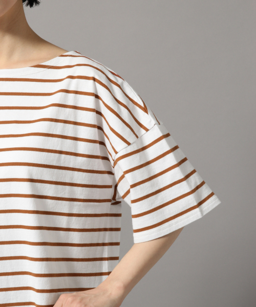 LOWRYS FARM（ローリーズファーム）の「ＵＳＡボーダーＳＳ　819792（Tシャツ/カットソー・レディース・ベージュ/ネイビー/ブラウン/レッド/グリーン/アイボリー・FREE）」の12枚目の写真