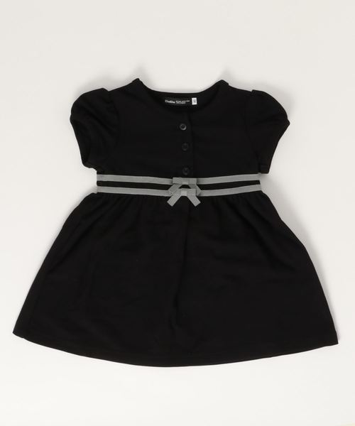 BeBe(ベベ)の「BeBe/鹿の子リボン使いワンピース(ワンピース)」|ブラック