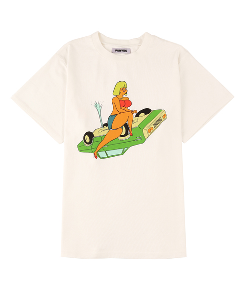 PUNYUS（プニュズ）の「FUGU CAR Tシャツ（Tシャツ/カットソー・レディース・ホワイト/ベージュ/オレンジ・1/2/4/3）」の2枚目の写真