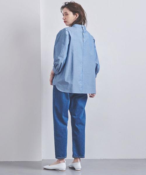 モモ UNITED ARROWS ネイビー タックバルーンスリーブシャツ RODEO