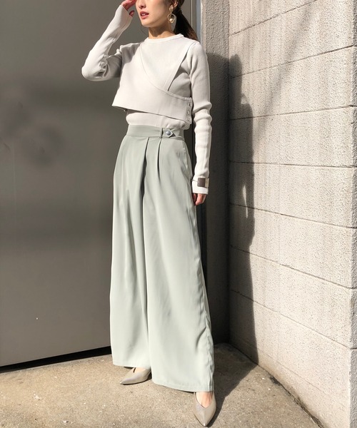 &g'aime（アンジェム）の「【&g'aime】ビスチェレイヤードニット（ニット/セーター・レディース・ライトグレー/ブラック/パープル/グリーン・FREE）」の9枚目の写真