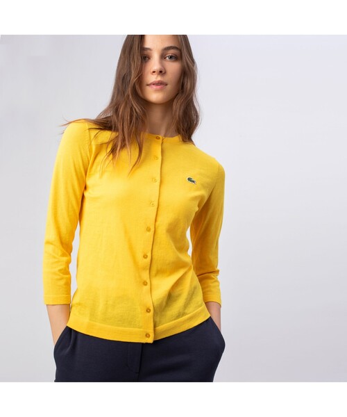 LACOSTE（ラコステ）の「3/4スリーブニットカーディガン（カーディガン/ボレロ・レディース・ホワイト/ネイビー/グリーン/ホワイト×ブルー/ブルー/イエロー・40/38/36/34）」の6枚目の写真