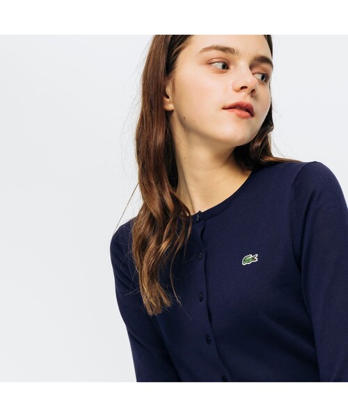 LACOSTE（ラコステ）の「3/4スリーブニットカーディガン（カーディガン/ボレロ・レディース・ホワイト/ネイビー/グリーン/ホワイト×ブルー/ブルー/イエロー・40/38/36/34）」の20枚目の写真