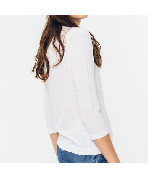 LACOSTE（ラコステ）の「3/4スリーブニットカーディガン（カーディガン/ボレロ・レディース・ホワイト/ネイビー/グリーン/ホワイト×ブルー/ブルー/イエロー・40/38/36/34）」の7枚目の写真