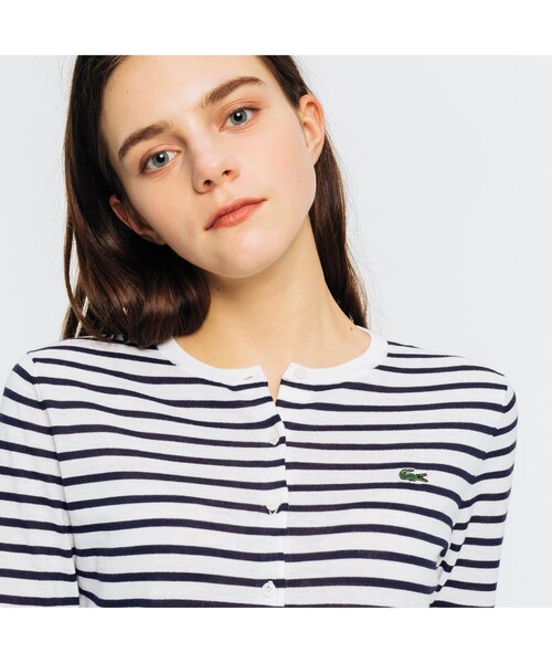 LACOSTE（ラコステ）の「3/4スリーブニットカーディガン（カーディガン/ボレロ・レディース・ホワイト/ネイビー/グリーン/ホワイト×ブルー/ブルー/イエロー・40/38/36/34）」の10枚目の写真