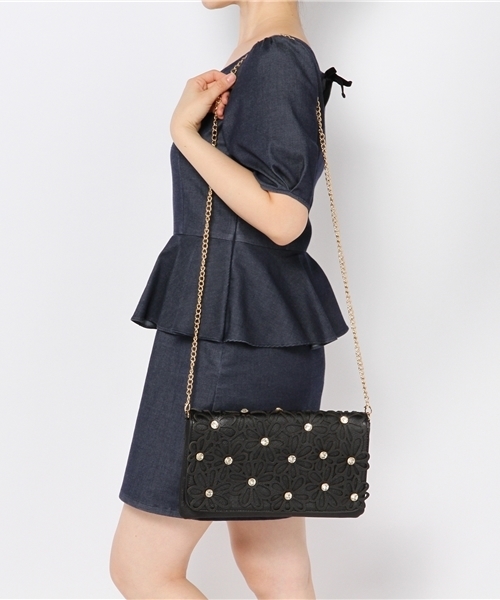 ROSE BUD（ローズバッド）の「(LL ACCESSORIES)B1469A JEWEL/FLOWER CLUTCH BAG（クラッチバッグ・レディース・ブラック・ONE SIZE）」の8枚目の写真