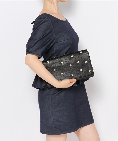 ROSE BUD（ローズバッド）の「(LL ACCESSORIES)B1469A JEWEL/FLOWER CLUTCH BAG（クラッチバッグ・レディース・ブラック・ONE SIZE）」の7枚目の写真