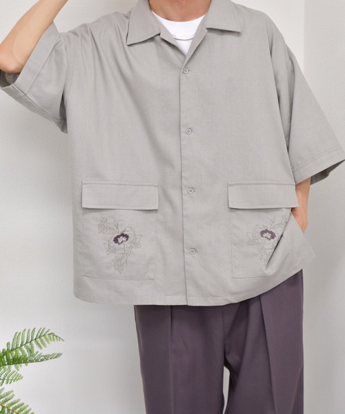 kutir（クティール）の「フラワー刺繍リネンシャツ（シャツ/ブラウス・メンズ・ライトグレー/グリーン/モカ・MEDIUM/LARGE）」の21枚目の写真