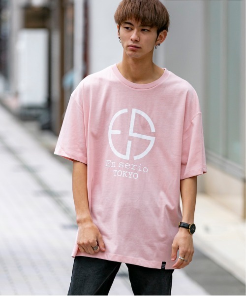 ADMIX/ATELIER SAB MEN(アドミックスアトリエサブメン)の「EnserioTOKYO 吸水速乾 オーバーサイズ ロゴプリント ビッグ Tシャツ(Tシャツ/カットソー・メンズ・ホワイト/ブラック/ベージュ/ピンク・48/50)」の12枚目の写真