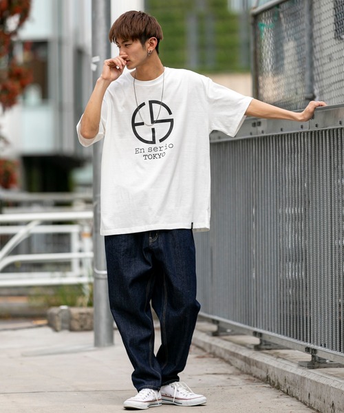 ADMIX/ATELIER SAB MEN(アドミックスアトリエサブメン)の「EnserioTOKYO 吸水速乾 オーバーサイズ ロゴプリント ビッグ Tシャツ(Tシャツ/カットソー・メンズ・ホワイト/ブラック/ベージュ/ピンク・48/50)」の21枚目の写真