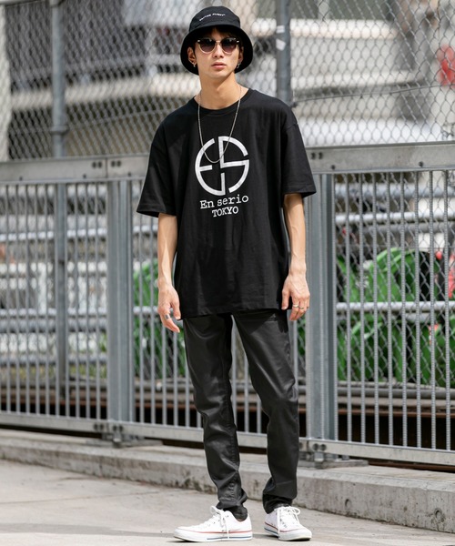 ADMIX/ATELIER SAB MEN(アドミックスアトリエサブメン)の「EnserioTOKYO 吸水速乾 オーバーサイズ ロゴプリント ビッグ Tシャツ(Tシャツ/カットソー・メンズ・ホワイト/ブラック/ベージュ/ピンク・48/50)」の20枚目の写真