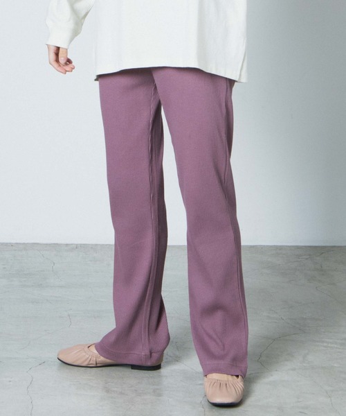 WEGO（ウィゴー）の「WEGO/リブイージーパンツ（スラックス・レディース・ブラック/ブラウン/パープル/ダークグリーン/ブルー・FREE）」の5枚目の写真