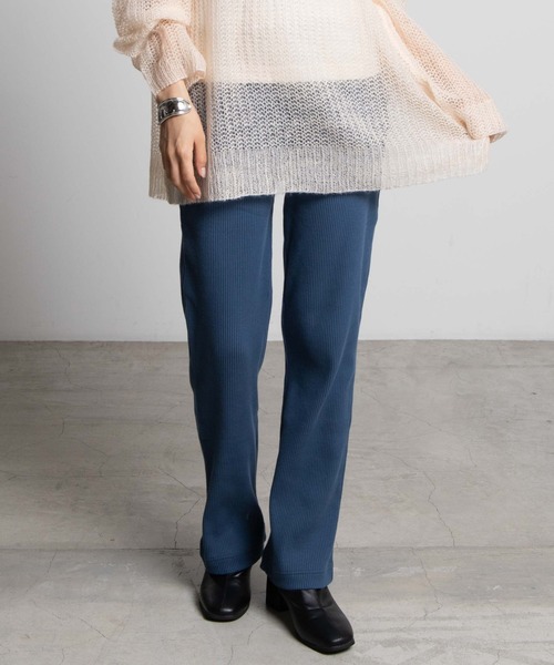 WEGO（ウィゴー）の「WEGO/リブイージーパンツ（スラックス・レディース・ブラック/ブラウン/パープル/ダークグリーン/ブルー・FREE）」の4枚目の写真