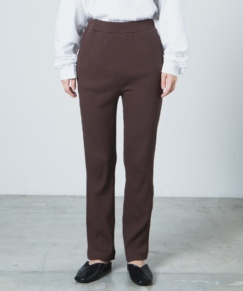 WEGO（ウィゴー）の「WEGO/リブイージーパンツ（スラックス・レディース・ブラック/ブラウン/パープル/ダークグリーン/ブルー・FREE）」の6枚目の写真