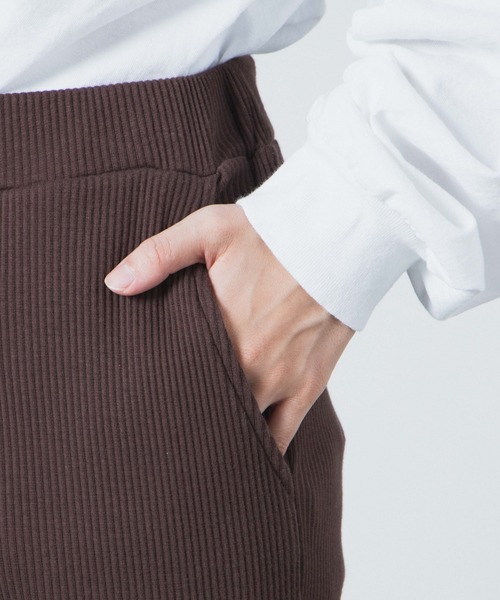 WEGO（ウィゴー）の「WEGO/リブイージーパンツ（スラックス・レディース・ブラック/ブラウン/パープル/ダークグリーン/ブルー・FREE）」の9枚目の写真