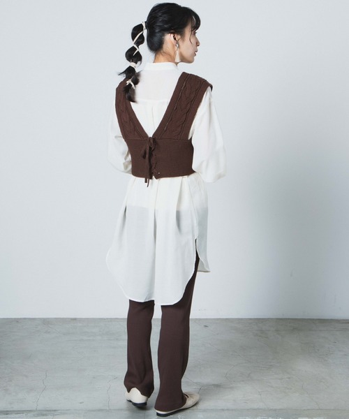 WEGO（ウィゴー）の「WEGO/リブイージーパンツ（スラックス・レディース・ブラック/ブラウン/パープル/ダークグリーン/ブルー・FREE）」の11枚目の写真