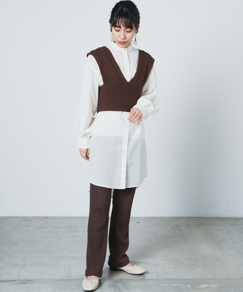 WEGO（ウィゴー）の「WEGO/リブイージーパンツ（スラックス・レディース・ブラック/ブラウン/パープル/ダークグリーン/ブルー・FREE）」の12枚目の写真