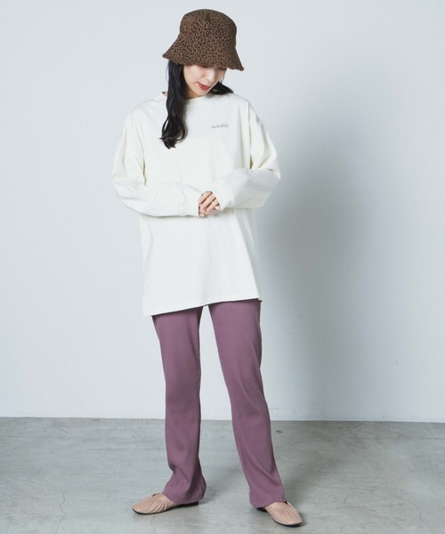 WEGO（ウィゴー）の「WEGO/リブイージーパンツ（スラックス・レディース・ブラック/ブラウン/パープル/ダークグリーン/ブルー・FREE）」の15枚目の写真