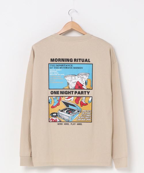 WEGO(ウィゴー)の「WEGO/レトロロゴプリントBIGロンT(Tシャツ/カットソー・メンズ・ホワイト/ベージュ/ブラウン/スミクロ・MEDIUM/LARGE)」の6枚目の写真