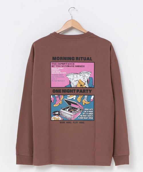 WEGO(ウィゴー)の「WEGO/レトロロゴプリントBIGロンT(Tシャツ/カットソー・メンズ・ホワイト/ベージュ/ブラウン/スミクロ・MEDIUM/LARGE)」の7枚目の写真