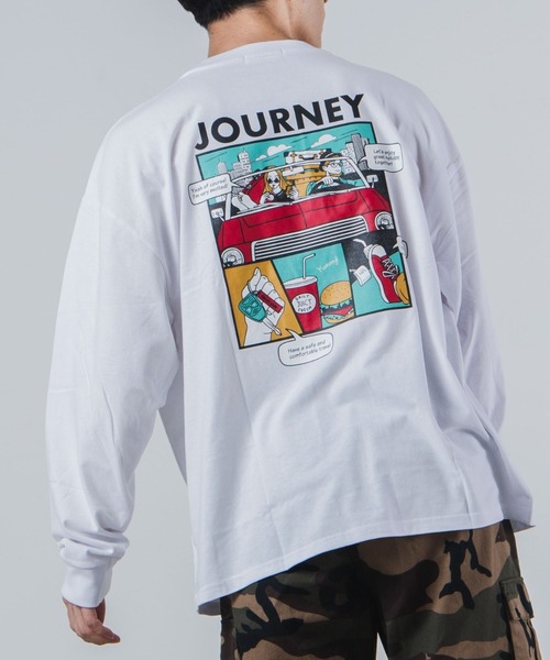 WEGO(ウィゴー)の「WEGO/レトロロゴプリントBIGロンT(Tシャツ/カットソー・メンズ・ホワイト/ベージュ/ブラウン/スミクロ・MEDIUM/LARGE)」の2枚目の写真